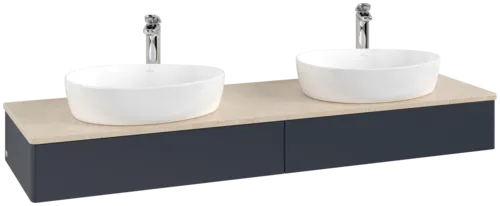 VILLEROY BOCH Antao Vanity unit, 2 pull-out compartments, 1600 x 190 x 500 mm, Front without structure, Midnight Blue Matt Lacquer / Botticino #K17053HG resmi