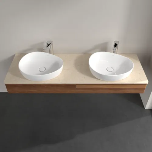 VILLEROY BOCH Antao Waschbeckenunterschrank, 2 Auszüge, 1600 x 190 x 500 mm, Front ohne Struktur, Warm Walnut / Botticino #K17053HM, Bild 3
