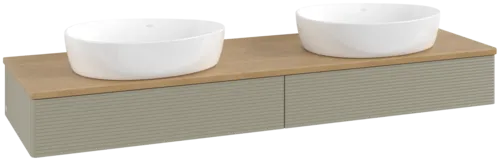 VILLEROY BOCH Antao Vanity unit, 2 pull-out compartments, 1600 x 190 x 500 mm, Front with grain texture, Stone Grey Matt Lacquer / Honey Oak #K17111HK resmi
