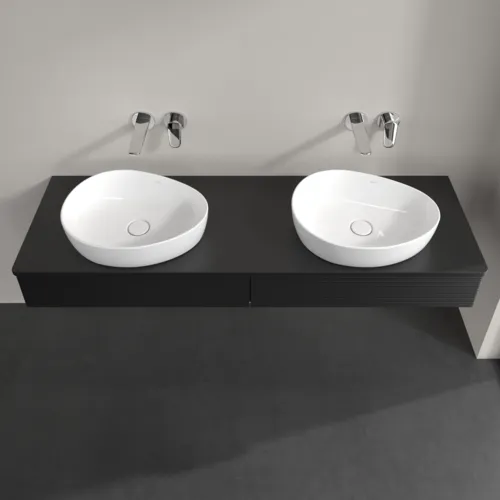 VILLEROY BOCH Antao Waschbeckenunterschrank, 2 Auszüge, 1600 x 190 x 500 mm, Front mit Struktur, Black Matt Lacquer / Black Matt Lacquer #K17150PD, Bild 4
