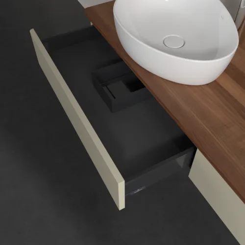 Bild von VILLEROY BOCH Antao Waschbeckenunterschrank, 2 Auszüge, 1600 x 190 x 500 mm, Front ohne Struktur, Silk Grey Matt Lacquer / Warm Walnut #K17052HJ