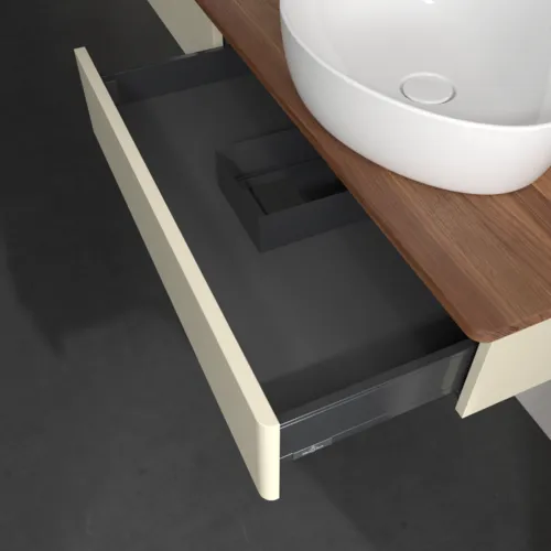 Bild von VILLEROY BOCH Antao Waschbeckenunterschrank, 2 Auszüge, 1600 x 190 x 500 mm, Front ohne Struktur, Silk Grey Matt Lacquer / Warm Walnut #K17052HJ