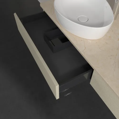 Bild von VILLEROY BOCH Antao Waschbeckenunterschrank, 2 Auszüge, 1600 x 190 x 500 mm, Front mit Struktur, Silk Grey Matt Lacquer / Botticino #K17153HJ