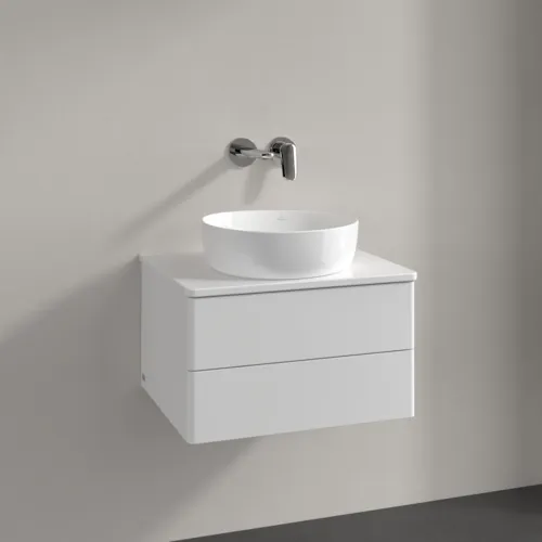 Bild von VILLEROY BOCH Antao Waschbeckenunterschrank, 2 Auszüge, 600 x 360 x 500 mm, Front ohne Struktur, Glossy White Lacquer / Glossy White Lacquer #K18010GF