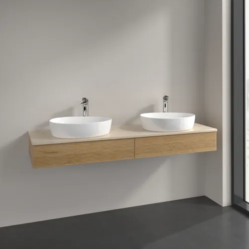 VILLEROY BOCH Antao Waschbeckenunterschrank, 2 Auszüge, 1600 x 190 x 500 mm, Front mit Struktur, Honey Oak / Botticino #K17153HN, Bild 2