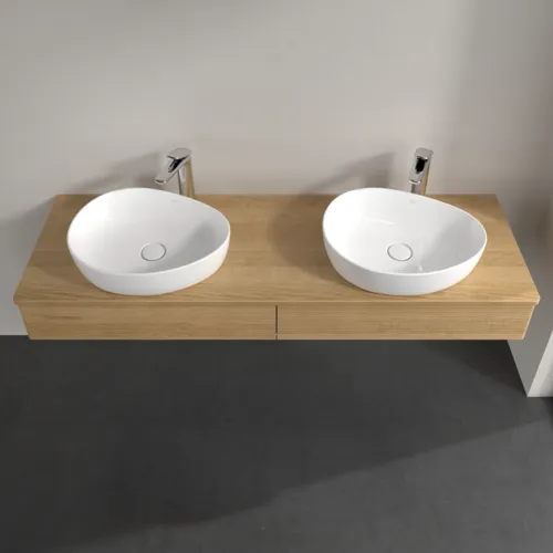 Bild von VILLEROY BOCH Antao Waschbeckenunterschrank, 2 Auszüge, 1600 x 190 x 500 mm, Front mit Struktur, Honey Oak / Honey Oak #K17151HN