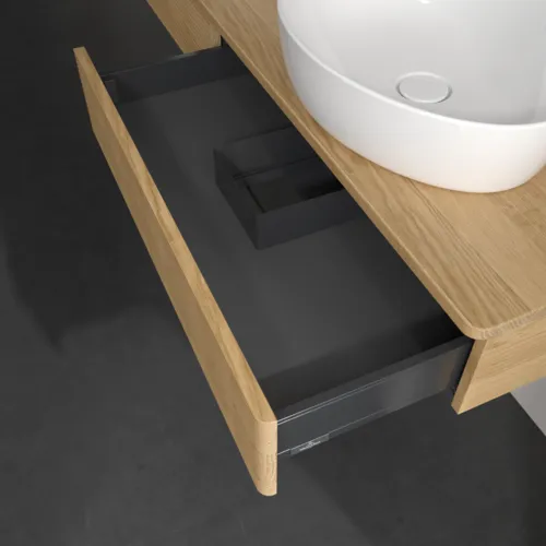 Bild von VILLEROY BOCH Antao Waschbeckenunterschrank, 2 Auszüge, 1600 x 190 x 500 mm, Front mit Struktur, Honey Oak / Honey Oak #K17151HN