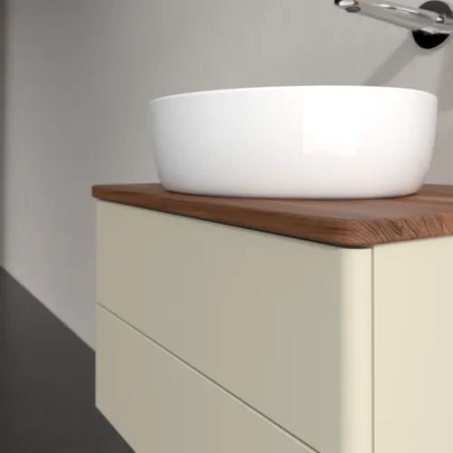 Bild von VILLEROY BOCH Antao Waschbeckenunterschrank, 2 Auszüge, 600 x 360 x 500 mm, Front ohne Struktur, Silk Grey Matt Lacquer / Warm Walnut #K18012HJ