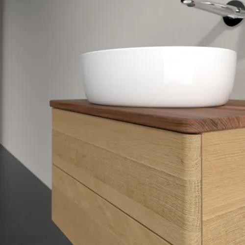 Bild von VILLEROY BOCH Antao Waschbeckenunterschrank, 2 Auszüge, 600 x 360 x 500 mm, Front ohne Struktur, Honey Oak / Warm Walnut #K18012HN