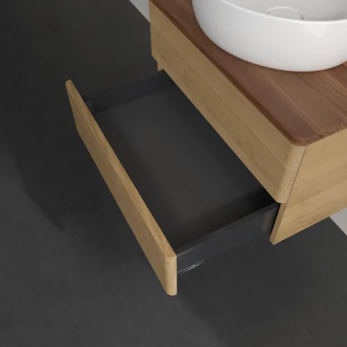 Bild von VILLEROY BOCH Antao Waschbeckenunterschrank, 2 Auszüge, 600 x 360 x 500 mm, Front ohne Struktur, Honey Oak / Warm Walnut #K18012HN
