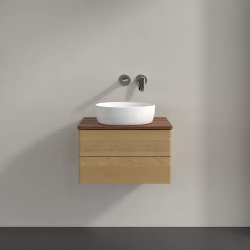 Bild von VILLEROY BOCH Antao Waschbeckenunterschrank, 2 Auszüge, 600 x 360 x 500 mm, Front ohne Struktur, Honey Oak / Warm Walnut #K18012HN