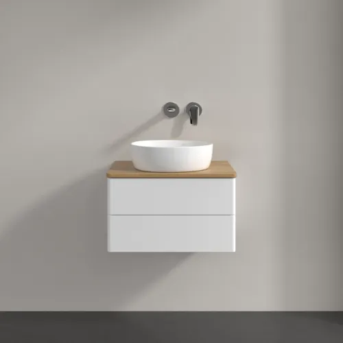 Bild von VILLEROY BOCH Antao Waschbeckenunterschrank, 2 Auszüge, 600 x 360 x 500 mm, Front ohne Struktur, White Matt Lacquer / Honey Oak #K18011MT