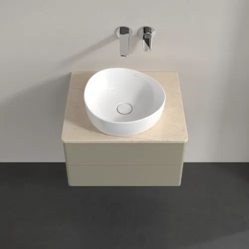 Bild von VILLEROY BOCH Antao Waschbeckenunterschrank, 2 Auszüge, 600 x 360 x 500 mm, Front ohne Struktur, Stone Grey Matt Lacquer / Botticino #K18013HK