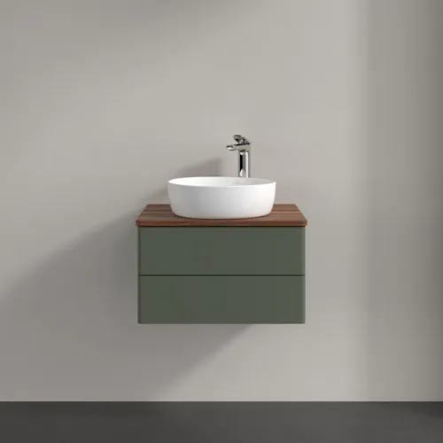 Obrázek VILLEROY BOCH Antao Vanity unit, 2 pull-out compartments, 600 x 360 x 500 mm, Front without structure, Leaf Green Matt Lacquer / Warm Walnut #K18052HL