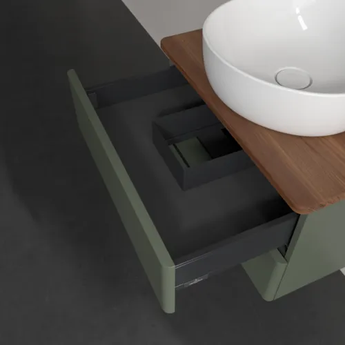 Obrázek VILLEROY BOCH Antao Vanity unit, 2 pull-out compartments, 600 x 360 x 500 mm, Front without structure, Leaf Green Matt Lacquer / Warm Walnut #K18052HL
