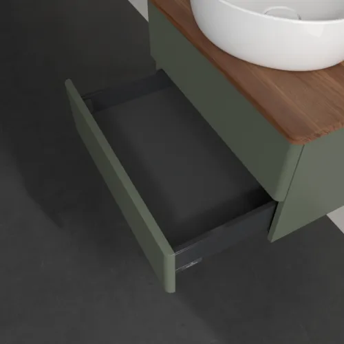 Obrázek VILLEROY BOCH Antao Vanity unit, 2 pull-out compartments, 600 x 360 x 500 mm, Front without structure, Leaf Green Matt Lacquer / Warm Walnut #K18052HL