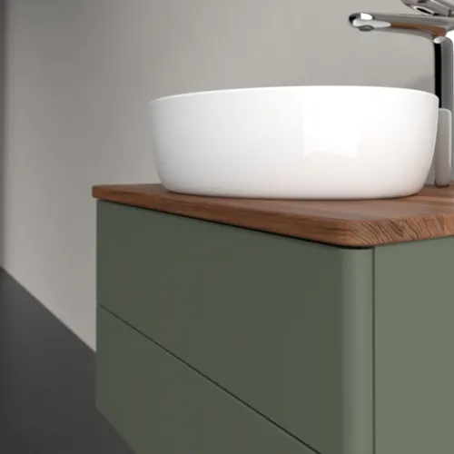 Obrázek VILLEROY BOCH Antao Vanity unit, 2 pull-out compartments, 600 x 360 x 500 mm, Front without structure, Leaf Green Matt Lacquer / Warm Walnut #K18052HL