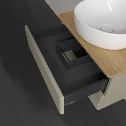 Bild von VILLEROY BOCH Antao Waschbeckenunterschrank, 2 Auszüge, 600 x 360 x 500 mm, Front mit Struktur, Stone Grey Matt Lacquer / Honey Oak #K18111HK