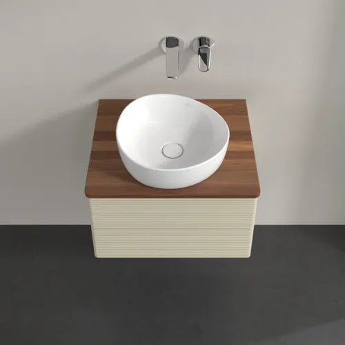 Bild von VILLEROY BOCH Antao Waschbeckenunterschrank, 2 Auszüge, 600 x 360 x 500 mm, Front mit Struktur, Silk Grey Matt Lacquer / Warm Walnut #K18112HJ