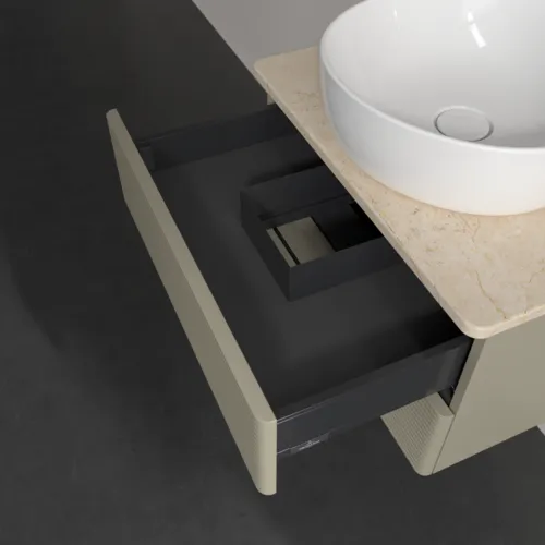VILLEROY BOCH Antao Waschbeckenunterschrank, 2 Auszüge, 600 x 360 x 500 mm, Front mit Struktur, Stone Grey Matt Lacquer / Botticino #K18113HK, Bild 7