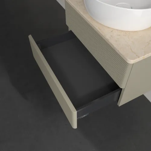 VILLEROY BOCH Antao Waschbeckenunterschrank, 2 Auszüge, 600 x 360 x 500 mm, Front mit Struktur, Stone Grey Matt Lacquer / Botticino #K18113HK, Bild 6