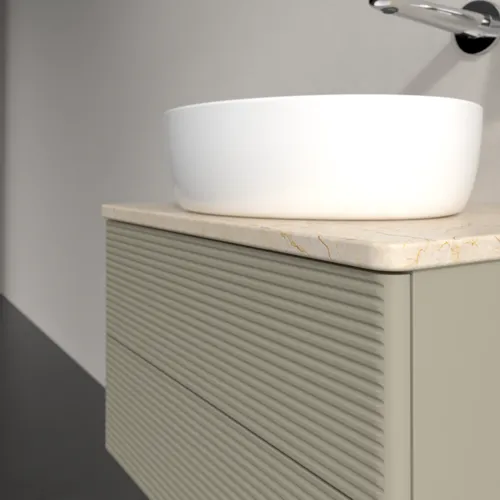 VILLEROY BOCH Antao Waschbeckenunterschrank, 2 Auszüge, 600 x 360 x 500 mm, Front mit Struktur, Stone Grey Matt Lacquer / Botticino #K18113HK, Bild 5