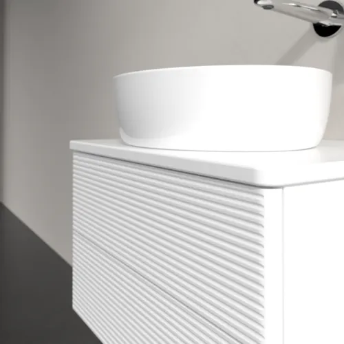 Bild von VILLEROY BOCH Antao Waschbeckenunterschrank, 2 Auszüge, 600 x 360 x 500 mm, Front mit Struktur, White Matt Lacquer / White Matt Lacquer #K18150MT