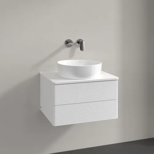 Bild von VILLEROY BOCH Antao Waschbeckenunterschrank, 2 Auszüge, 600 x 360 x 500 mm, Front mit Struktur, White Matt Lacquer / White Matt Lacquer #K18150MT