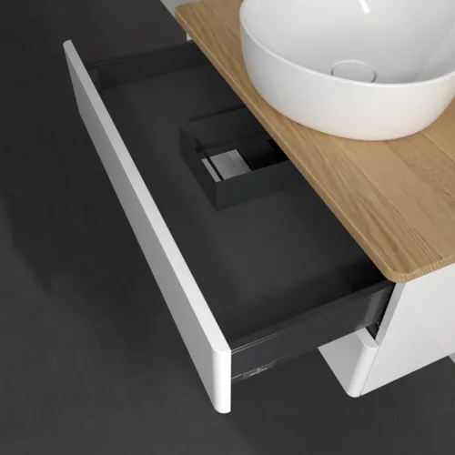 Bild von VILLEROY BOCH Antao Waschbeckenunterschrank, 2 Auszüge, 800 x 360 x 500 mm, Front ohne Struktur, Glossy White Lacquer / Honey Oak #K19011GF