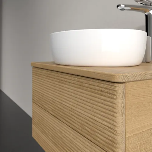 Bild von VILLEROY BOCH Antao Waschbeckenunterschrank, 2 Auszüge, 600 x 360 x 500 mm, Front mit Struktur, Honey Oak / Honey Oak #K18151HN
