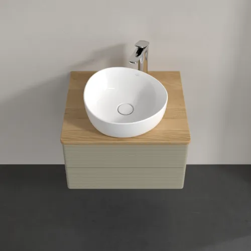 Bild von VILLEROY BOCH Antao Waschbeckenunterschrank, 2 Auszüge, 600 x 360 x 500 mm, Front mit Struktur, Stone Grey Matt Lacquer / Honey Oak #K18151HK