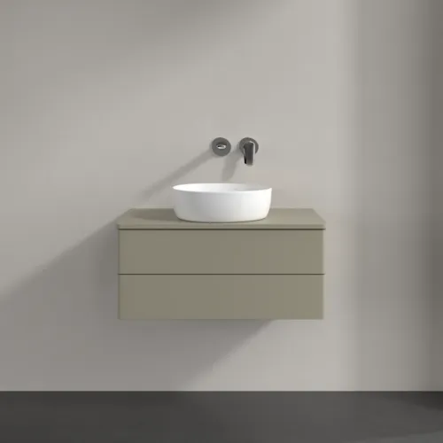 Bild von VILLEROY BOCH Antao Waschbeckenunterschrank, 2 Auszüge, 800 x 360 x 500 mm, Front ohne Struktur, Stone Grey Matt Lacquer / Stone Grey Matt Lacquer #K19010HK