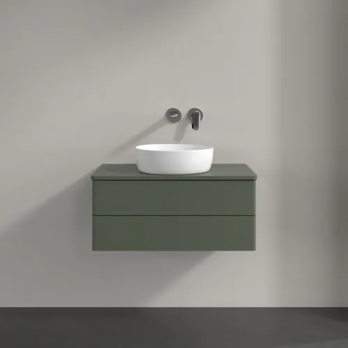 Bild von VILLEROY BOCH Antao Waschbeckenunterschrank, 2 Auszüge, 800 x 360 x 500 mm, Front ohne Struktur, Leaf Green Matt Lacquer / Leaf Green Matt Lacquer #K19010HL