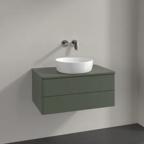 Bild von VILLEROY BOCH Antao Waschbeckenunterschrank, 2 Auszüge, 800 x 360 x 500 mm, Front ohne Struktur, Leaf Green Matt Lacquer / Leaf Green Matt Lacquer #K19010HL