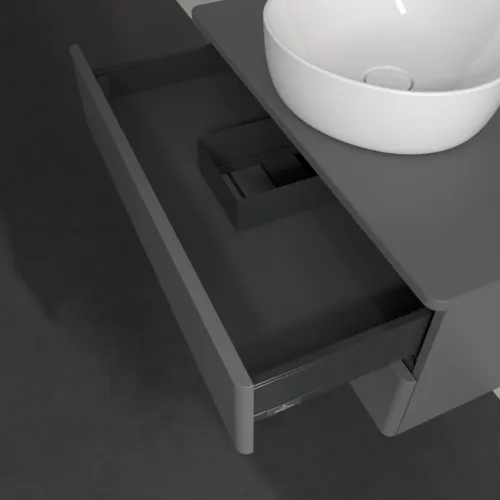 Bild von VILLEROY BOCH Antao Waschbeckenunterschrank, 2 Auszüge, 800 x 360 x 500 mm, Front ohne Struktur, Anthracite Matt Lacquer / Anthracite Matt Lacquer #K19010GK