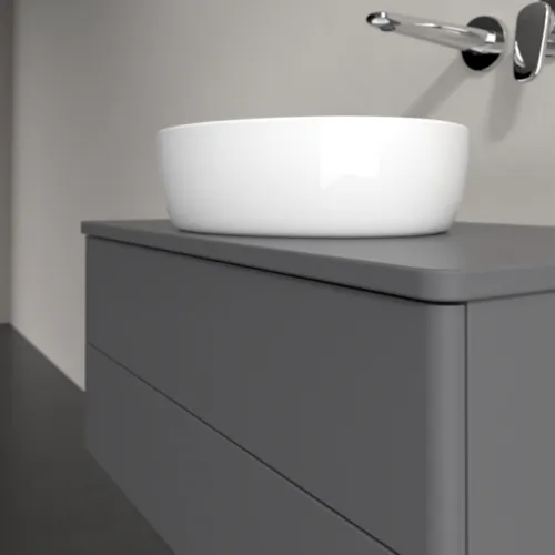 Bild von VILLEROY BOCH Antao Waschbeckenunterschrank, 2 Auszüge, 800 x 360 x 500 mm, Front ohne Struktur, Anthracite Matt Lacquer / Anthracite Matt Lacquer #K19010GK