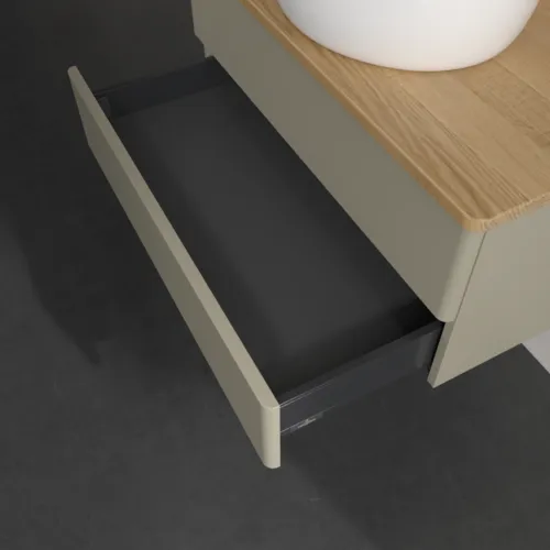 Bild von VILLEROY BOCH Antao Waschbeckenunterschrank, 2 Auszüge, 800 x 360 x 500 mm, Front ohne Struktur, Stone Grey Matt Lacquer / Honey Oak #K19011HK