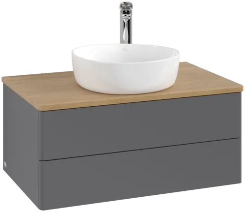Obrázek VILLEROY BOCH Antao Vanity unit, 2 pull-out compartments, 800 x 360 x 500 mm, Front without structure, Anthracite Matt Lacquer / Honey Oak #K19051GK