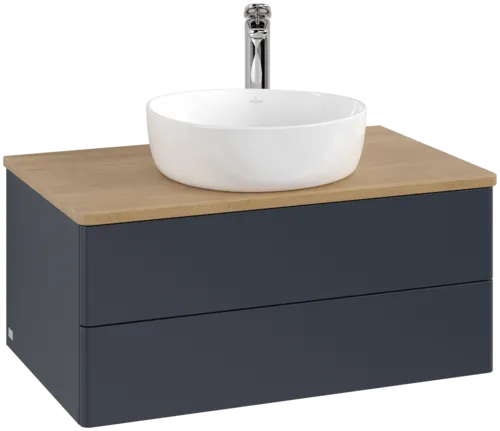 Obrázek VILLEROY BOCH Antao Vanity unit, 2 pull-out compartments, 800 x 360 x 500 mm, Front without structure, Midnight Blue Matt Lacquer / Honey Oak #K19051HG