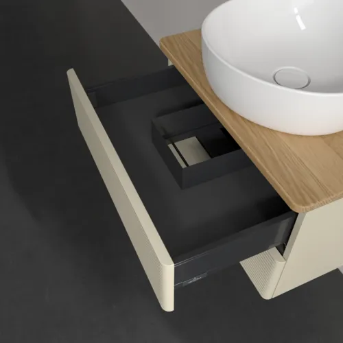 Bild von VILLEROY BOCH Antao Waschbeckenunterschrank, 2 Auszüge, 600 x 360 x 500 mm, Front mit Struktur, Silk Grey Matt Lacquer / Honey Oak #K18151HJ