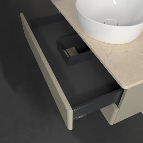 Bild von VILLEROY BOCH Antao Waschbeckenunterschrank, 2 Auszüge, 800 x 360 x 500 mm, Front ohne Struktur, Stone Grey Matt Lacquer / Botticino #K19013HK