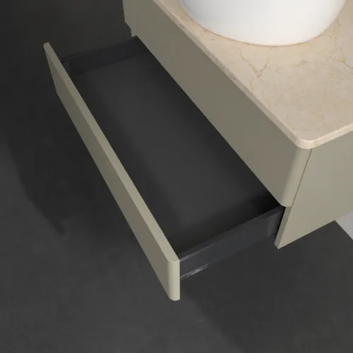 Bild von VILLEROY BOCH Antao Waschbeckenunterschrank, 2 Auszüge, 800 x 360 x 500 mm, Front ohne Struktur, Stone Grey Matt Lacquer / Botticino #K19013HK