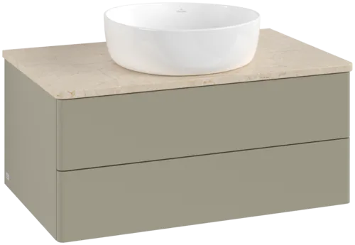 Obrázek VILLEROY BOCH Antao Vanity unit, 2 pull-out compartments, 800 x 360 x 500 mm, Front without structure, Stone Grey Matt Lacquer / Botticino #K19013HK