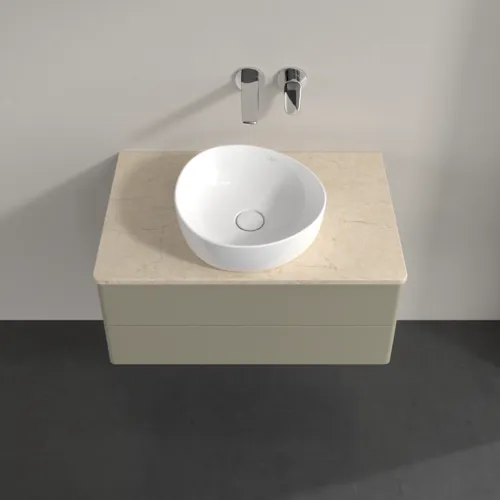 Bild von VILLEROY BOCH Antao Waschbeckenunterschrank, 2 Auszüge, 800 x 360 x 500 mm, Front ohne Struktur, Stone Grey Matt Lacquer / Botticino #K19013HK