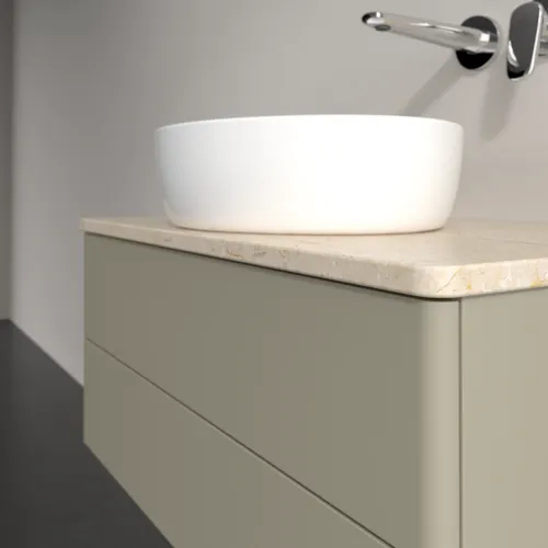 Bild von VILLEROY BOCH Antao Waschbeckenunterschrank, 2 Auszüge, 800 x 360 x 500 mm, Front ohne Struktur, Stone Grey Matt Lacquer / Botticino #K19013HK
