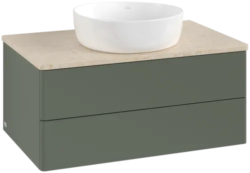 Obrázek VILLEROY BOCH Antao Vanity unit, 2 pull-out compartments, 800 x 360 x 500 mm, Front without structure, Leaf Green Matt Lacquer / Botticino #K19013HL