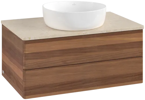 Obrázek VILLEROY BOCH Antao Vanity unit, 2 pull-out compartments, 800 x 360 x 500 mm, Front without structure, Warm Walnut / Botticino #K19013HM