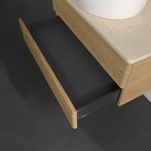 Bild von VILLEROY BOCH Antao Waschbeckenunterschrank, 2 Auszüge, 800 x 360 x 500 mm, Front ohne Struktur, Honey Oak / Botticino #K19013HN
