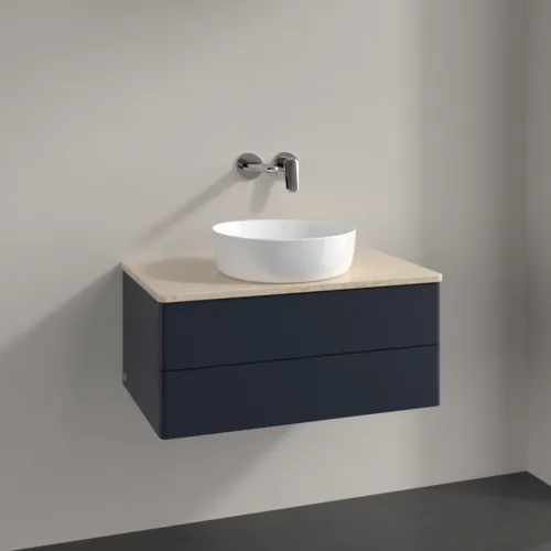 Obrázek VILLEROY BOCH Antao Vanity unit, 2 pull-out compartments, 800 x 360 x 500 mm, Front without structure, Midnight Blue Matt Lacquer / Botticino #K19013HG