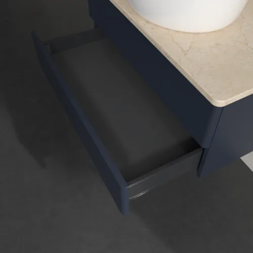 Obrázek VILLEROY BOCH Antao Vanity unit, 2 pull-out compartments, 800 x 360 x 500 mm, Front without structure, Midnight Blue Matt Lacquer / Botticino #K19013HG